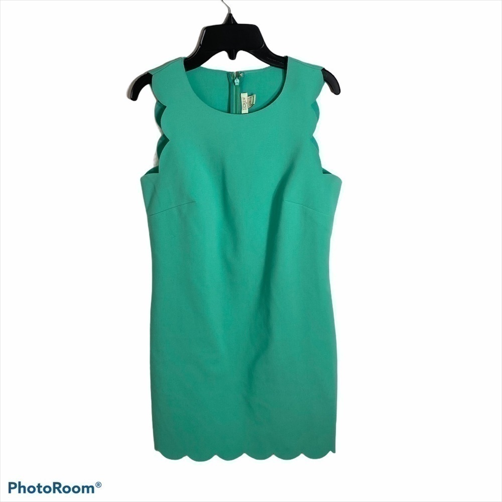 J.Crew Scalloped Hem Dress Sz 0 Green Women’s Mini